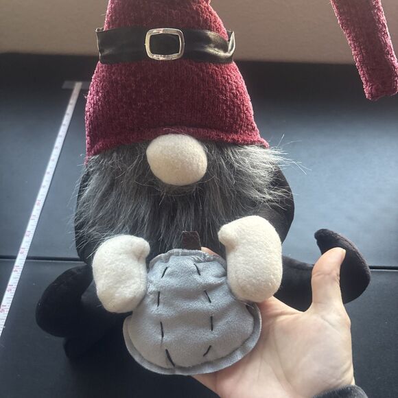 Weighted Gnome Shelf Sitter - Maroon And Black With Grey Pumpkin - Picture 5 of 5